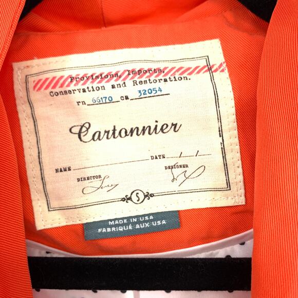 Cartonnier Size Small Coral Orange Blazer Draped Roll Tab Sleeve Zippered Pocket - Picture 5 of 7